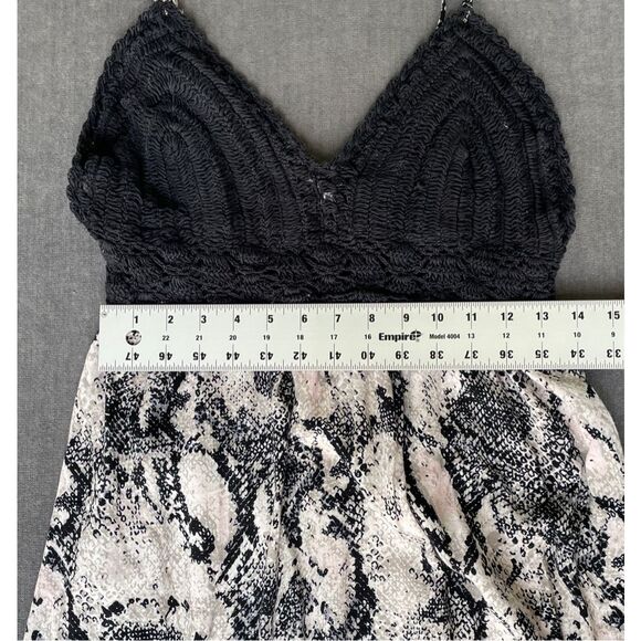 Boho Crochet Festival Dress Beachwear by Japna Women XL Black Cream Snake Print - Picture 6 of 9
